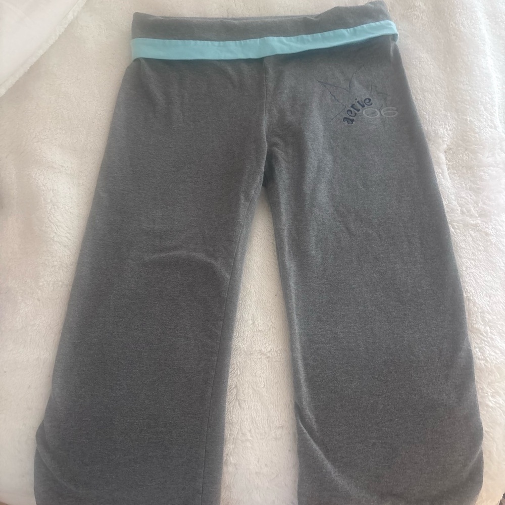 Aerie Gray Lounge Pants with Blue Accents